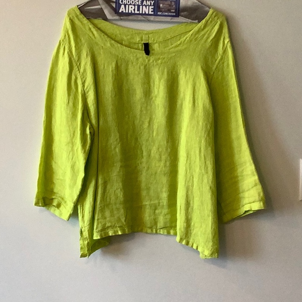 Indio, made in Italy Lime Green Linen Top, size XL - FTTS - even room - 14+